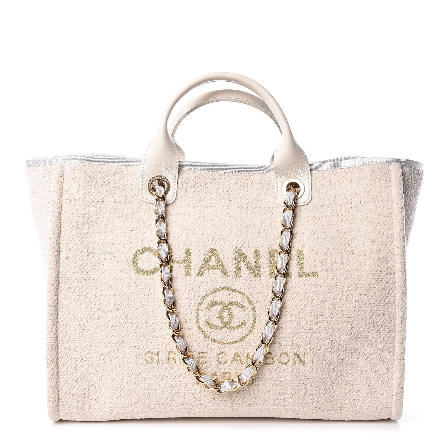 Chanel Lurex Boucle Medium Deauville Tote White 1 of 11