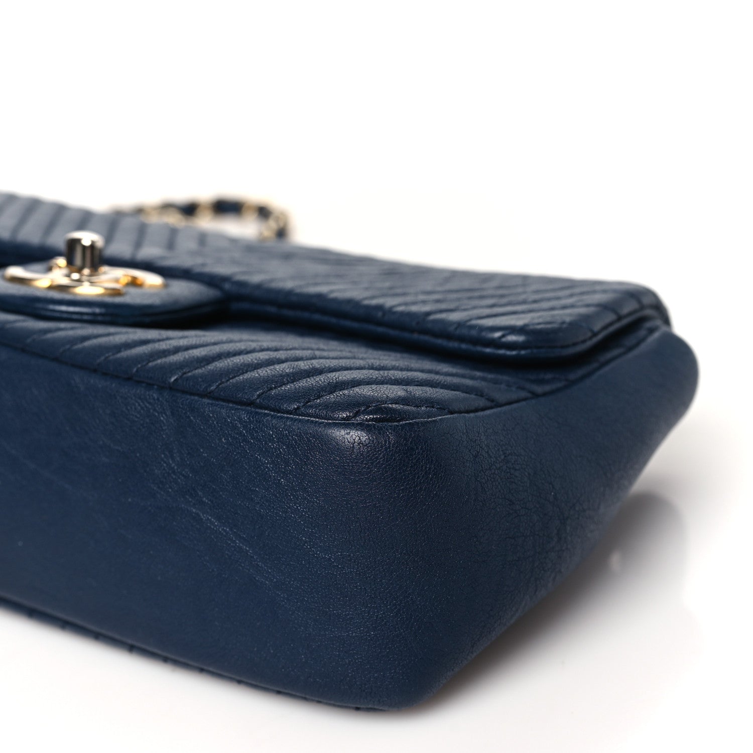 Chanel Calfskin Surpique Chevron Small Flap Navy 10 of 10