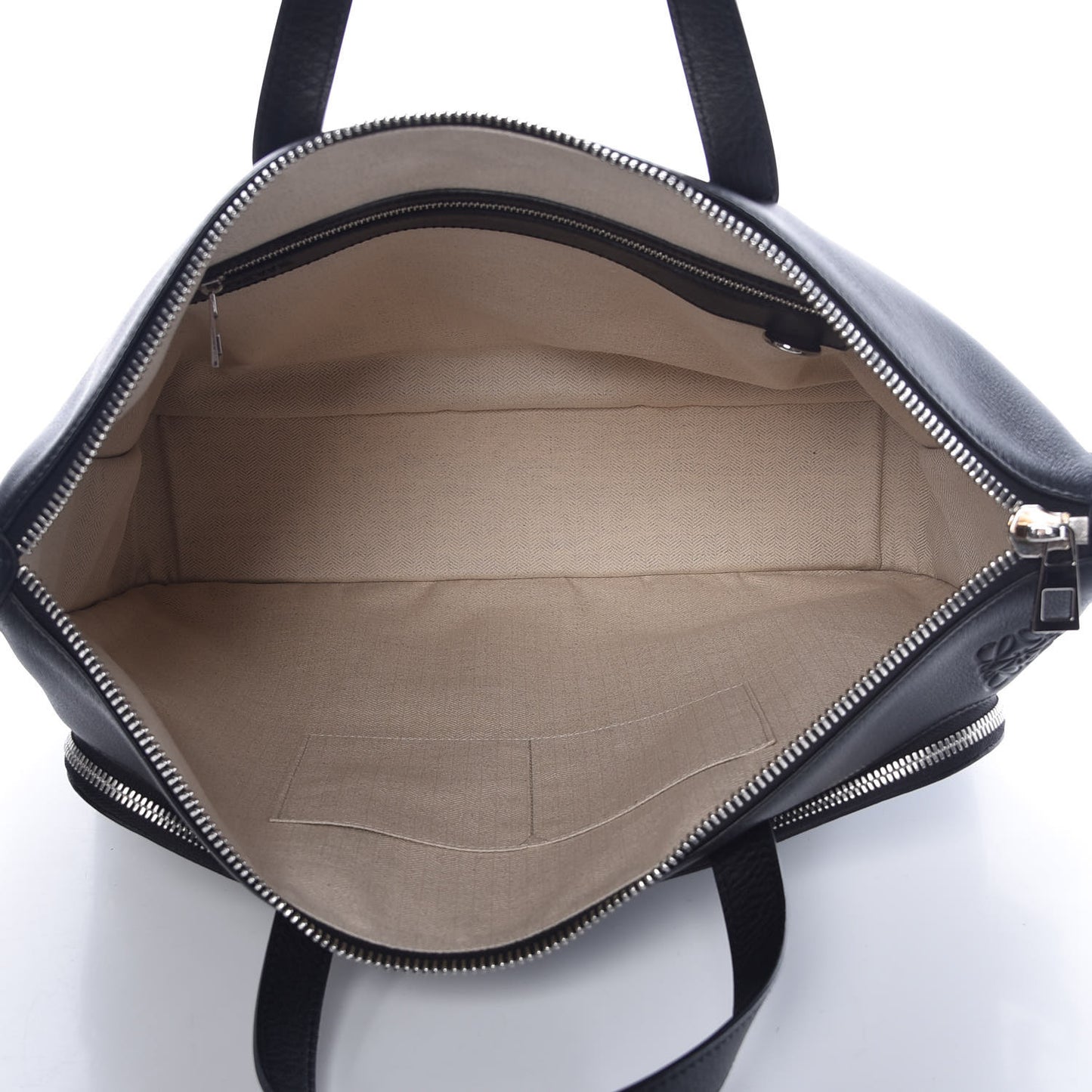 Calfskin Wide Briefcase Black