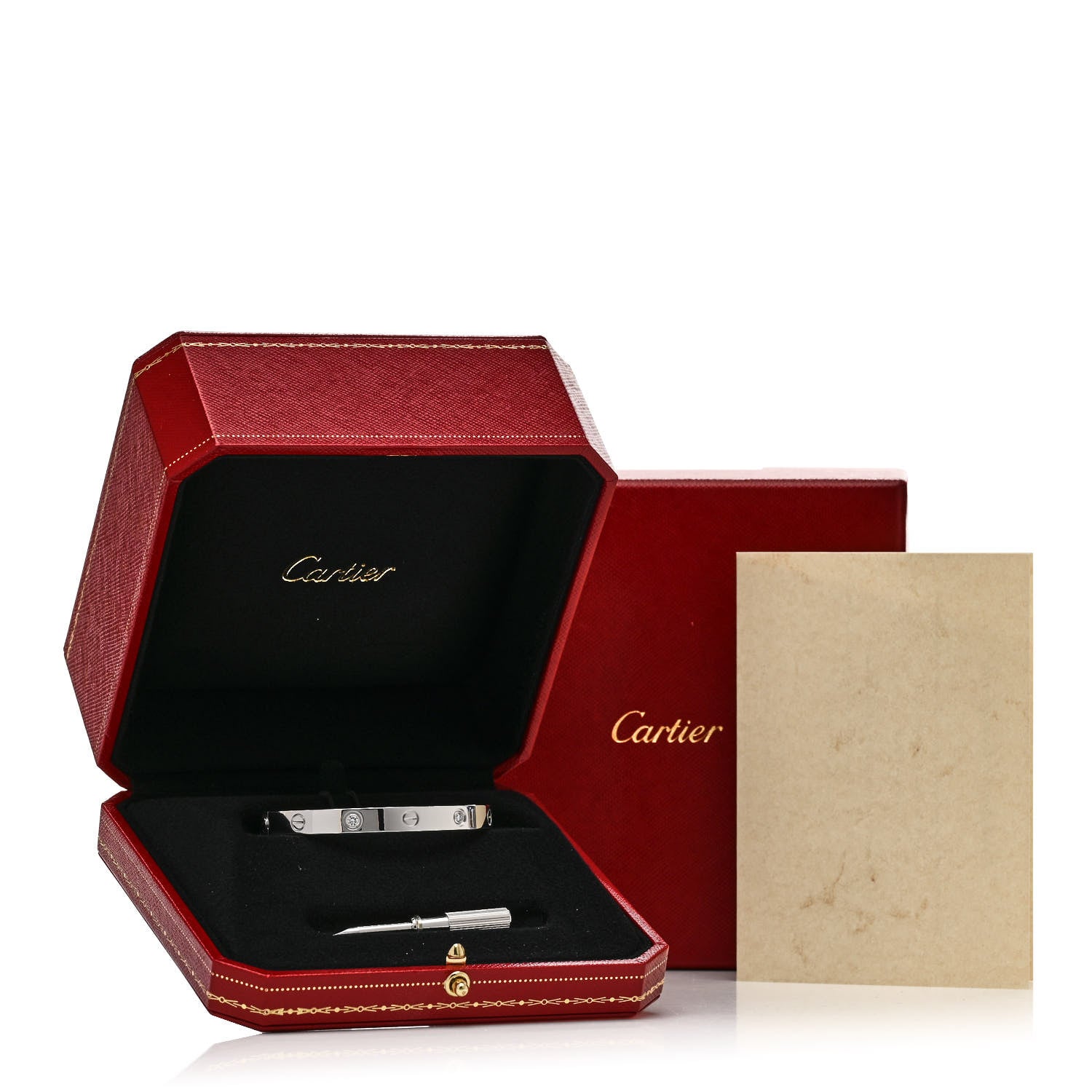 Cartier 18K White Gold 4 Diamond LOVE Bracelet 16 9 of 9