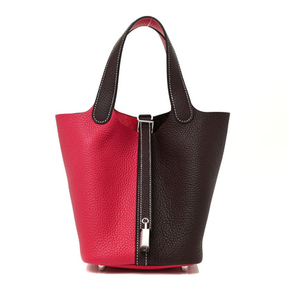 Hermes Taurillon Clemence Casaque Picotin Lock 18 PM Rouge Sellier Framboise 1 of 10