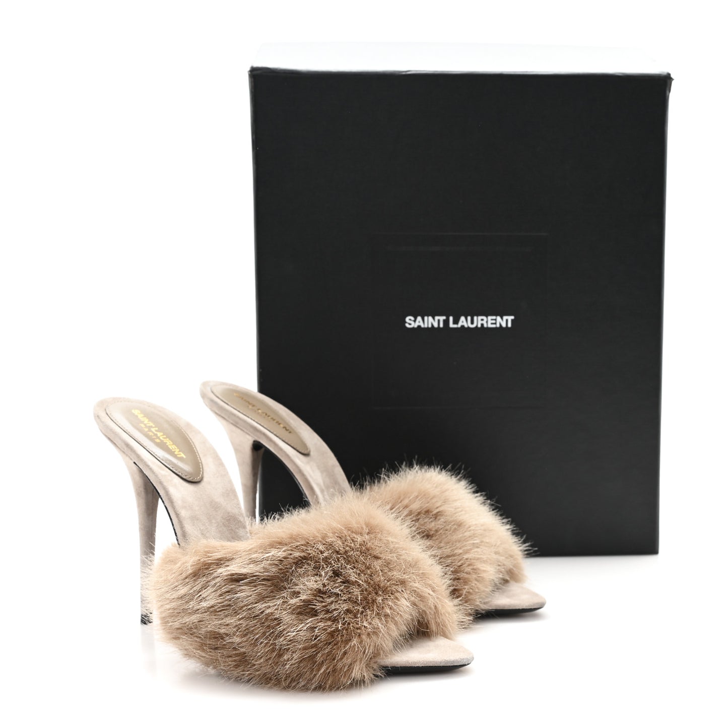 Suede Faux Fur La 16 Mule Sandals 40 Gris Clair