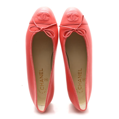Chanel Lambskin Cap Toe Ballerina Flats 38 Coral 2 of 9
