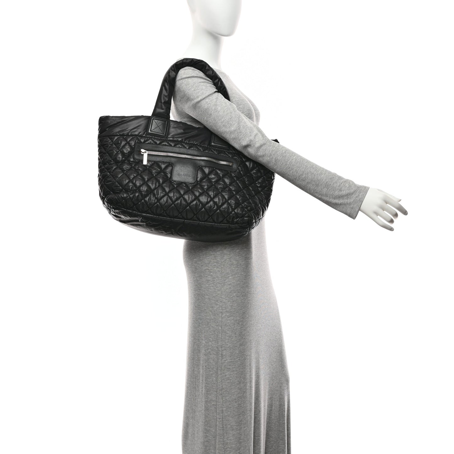 Nylon Quilted Large Coco Cocoon Tote Black