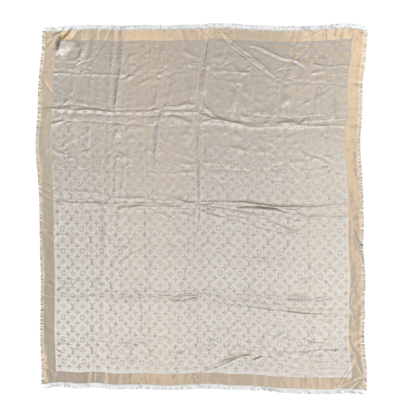 Silk Lurex Wool Monogram Shine Shawl Greige