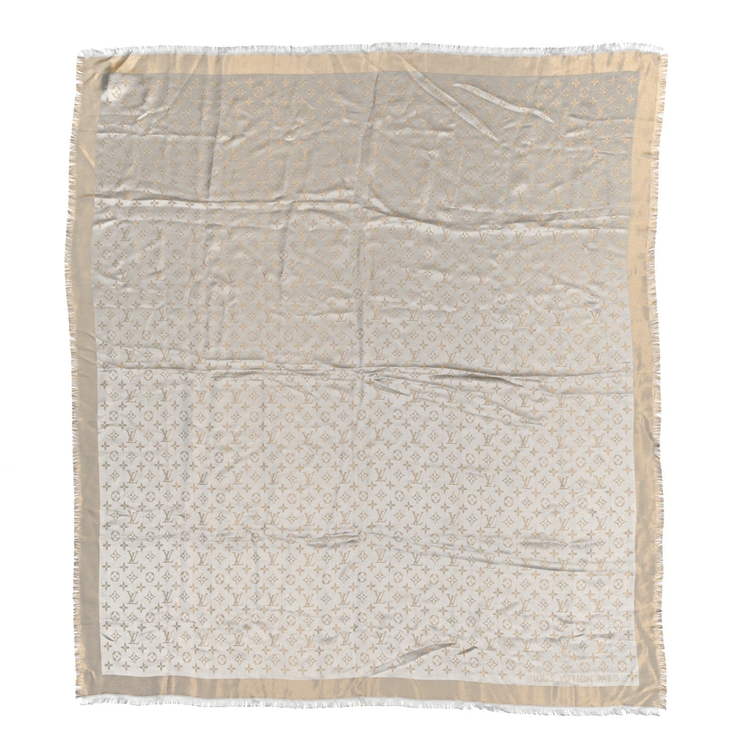 Louis Vuitton Silk Lurex Wool Monogram Shine Shawl Greige 1 of 3