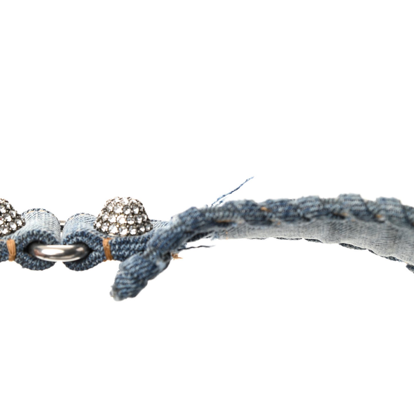 Washed Frayed Denim Crystal Small Le Cagole Shoulder Bag Blue