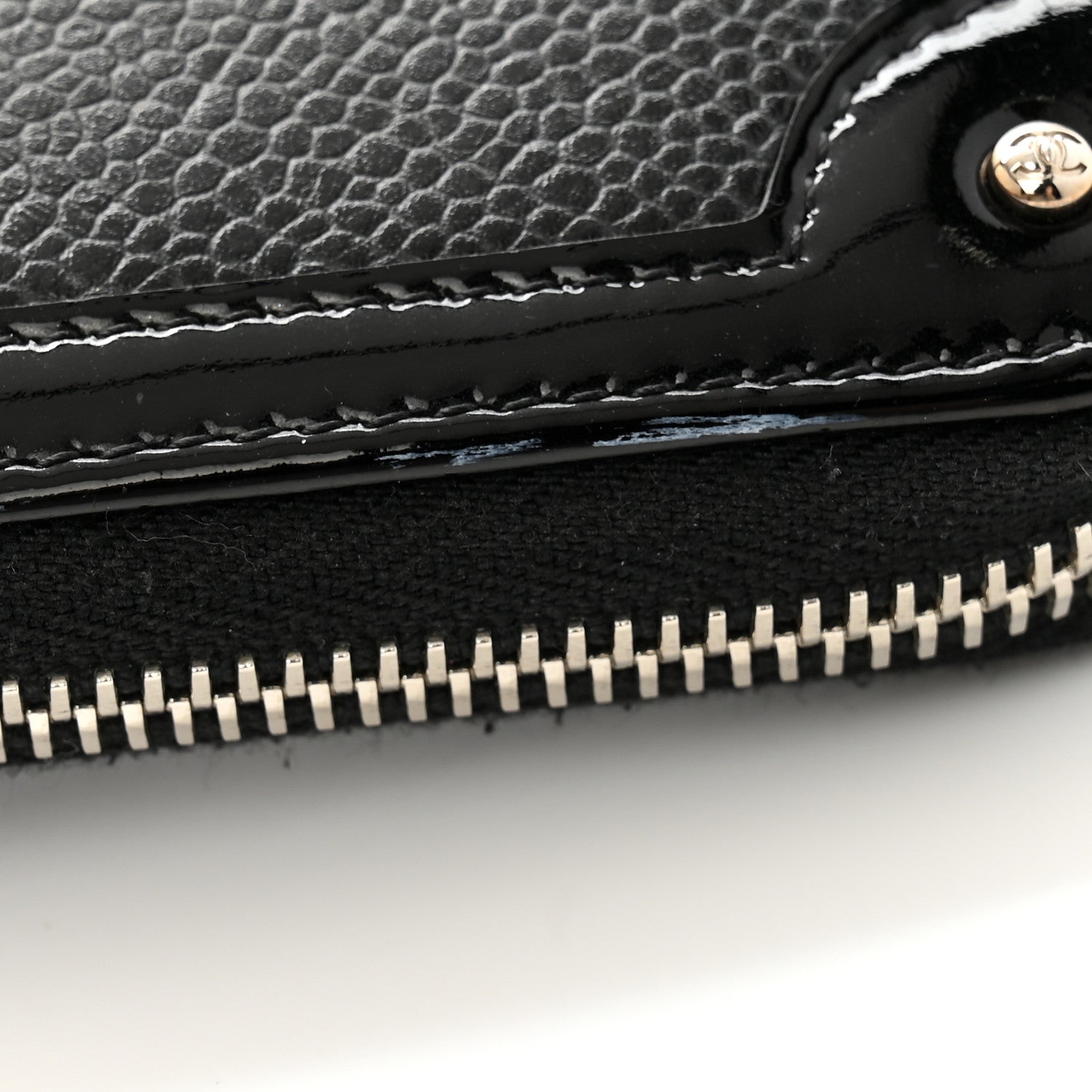Chanel Caviar Patent Small CC Contour Zip Around Wallet Black 10 of 11