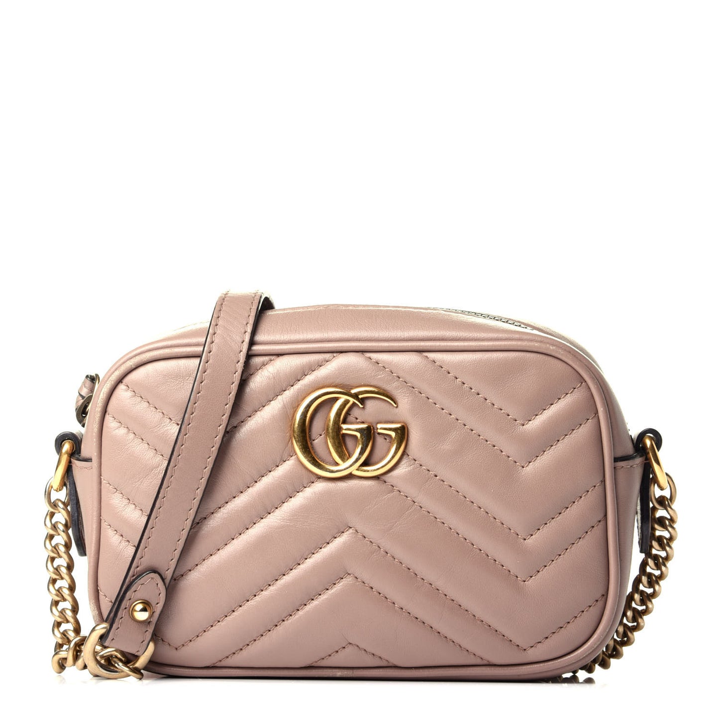 Calfskin Matelasse Mini GG Marmont Chain Shoulder Bag Porcelain Rose