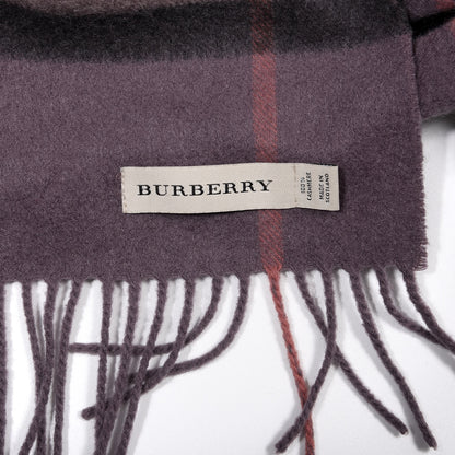 Burberry Cashmere Giant Check Fringe Scarf Purple 4 of 4
