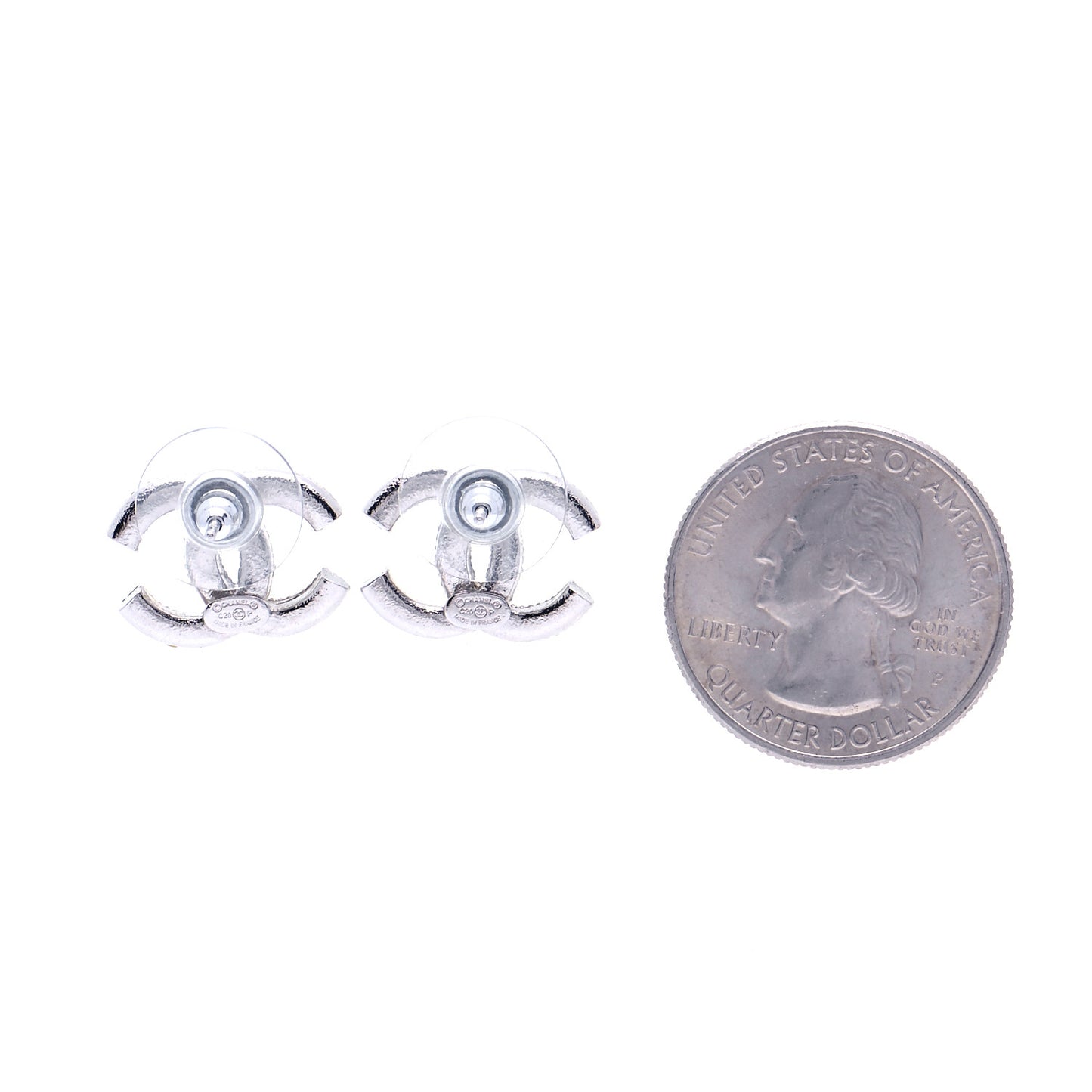 Crystal CC Coco Flapper Earrings Silver