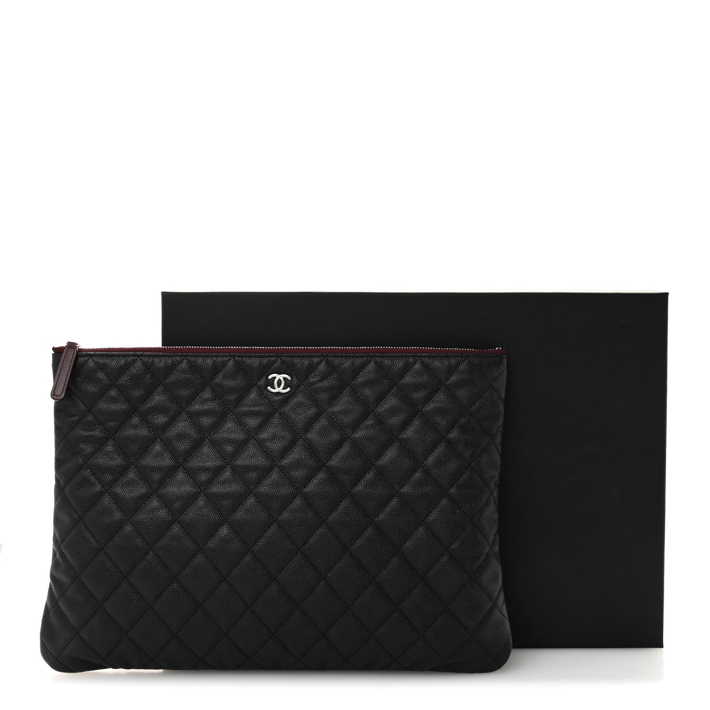 Caviar Quilted Large Cosmetic Case Black
