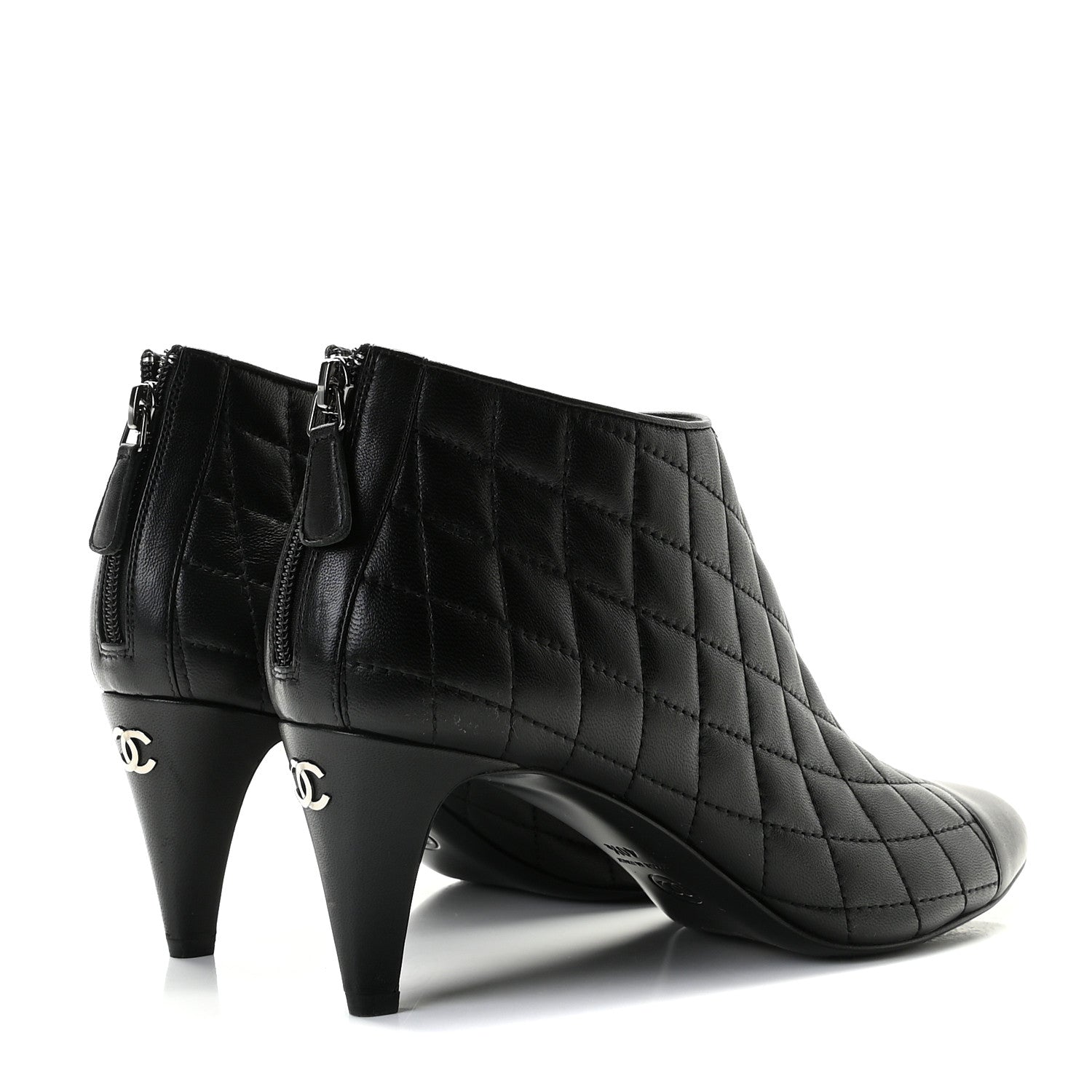 Chanel Calfskin Quilted Cap Toe Short Boots 40.5 Black 3 of 10