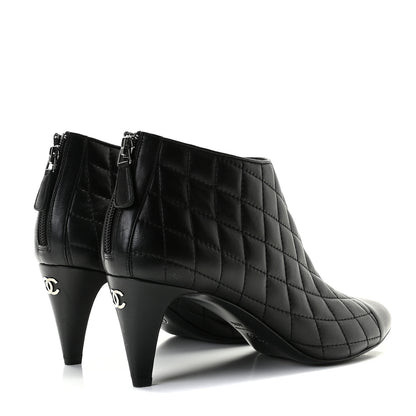 Chanel Calfskin Quilted Cap Toe Short Boots 40.5 Black 3 of 10