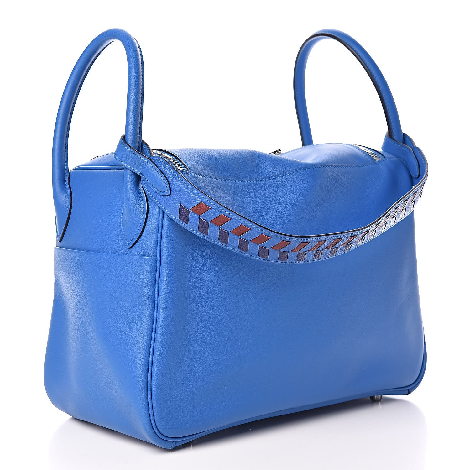 Hermes Swift Epsom Lindy 30 Tressage De Cuir Bleu Zellige Bleu Encre Rouge 3 of 10