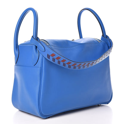 Hermes Swift Epsom Lindy 30 Tressage De Cuir Bleu Zellige Bleu Encre Rouge 3 of 10
