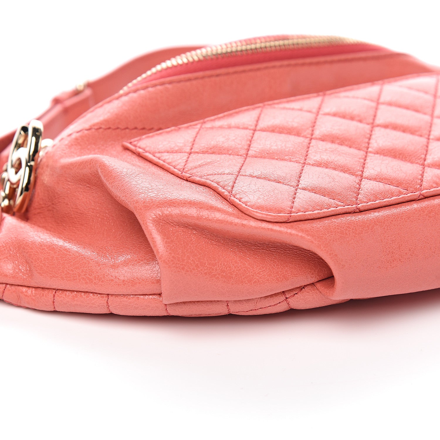 Chanel Crumpled Glazed Lambskin Quilted Waist Bag Fanny Pack Pink 7 of 9