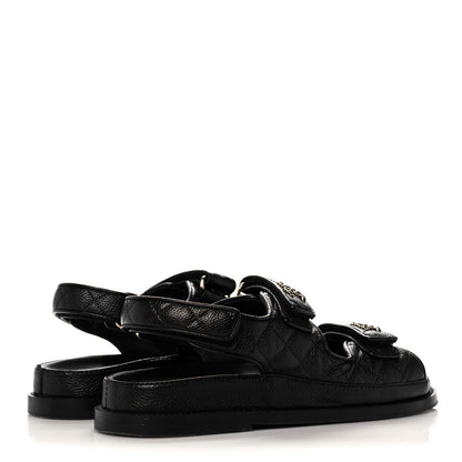 Chanel Grained Calfskin Velcro Dad Sandals 37.5 Black 4 of 10