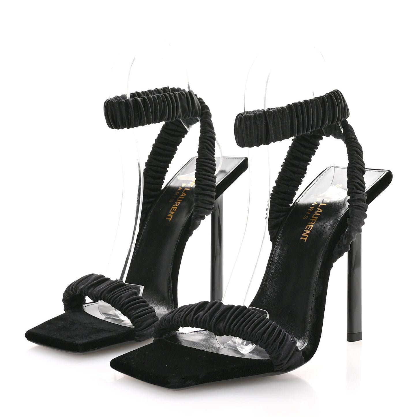 Crepe Satin Pam 110 Sandals 37 Black
