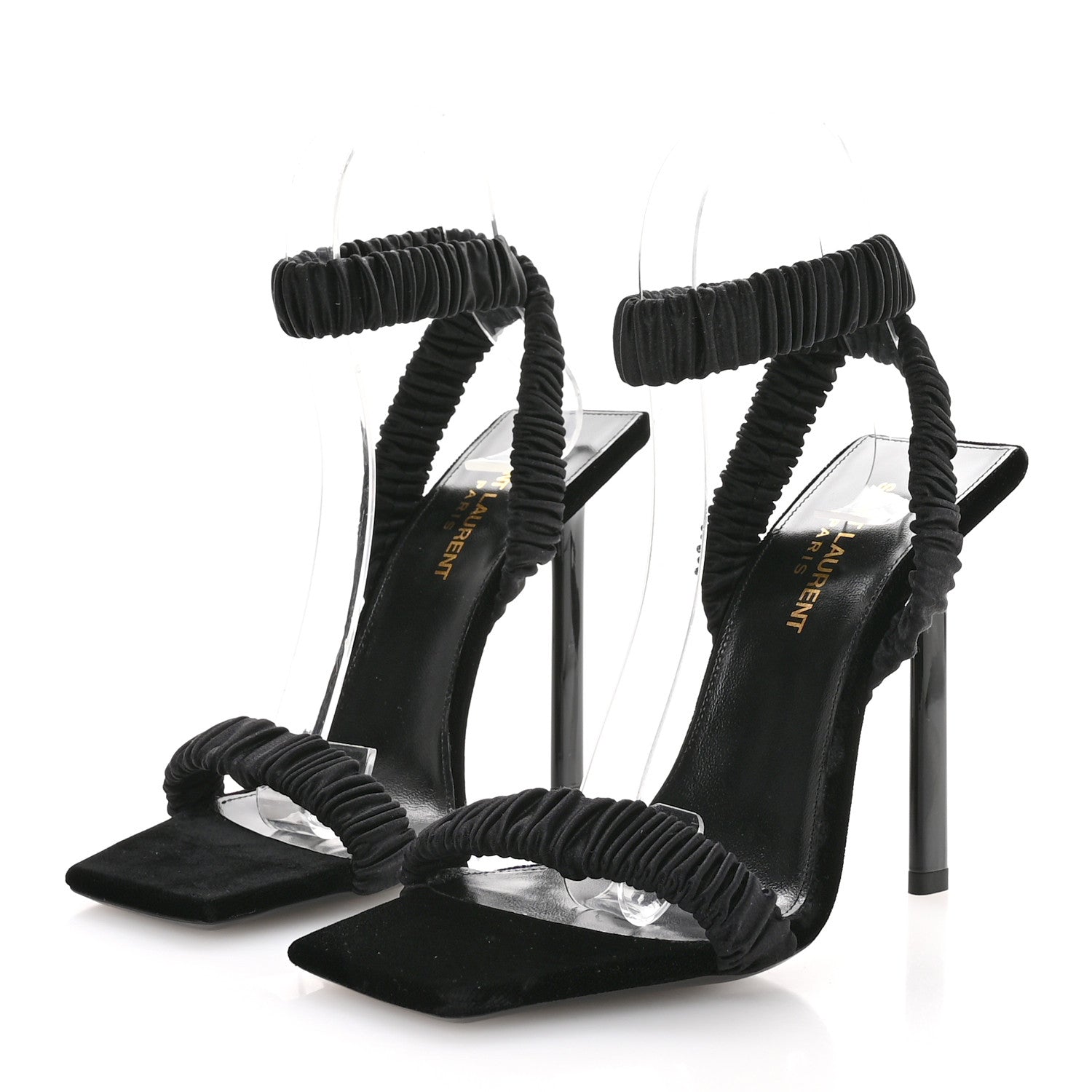Saint Laurent Crepe Satin Pam 110 Sandals 37 Black 4 of 8