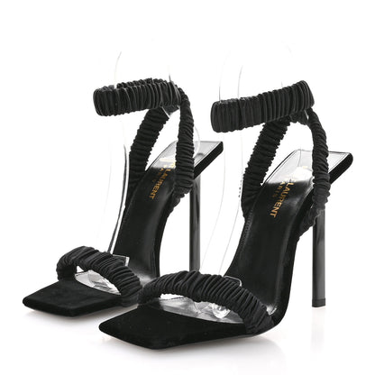 Saint Laurent Crepe Satin Pam 110 Sandals 37 Black 4 of 8