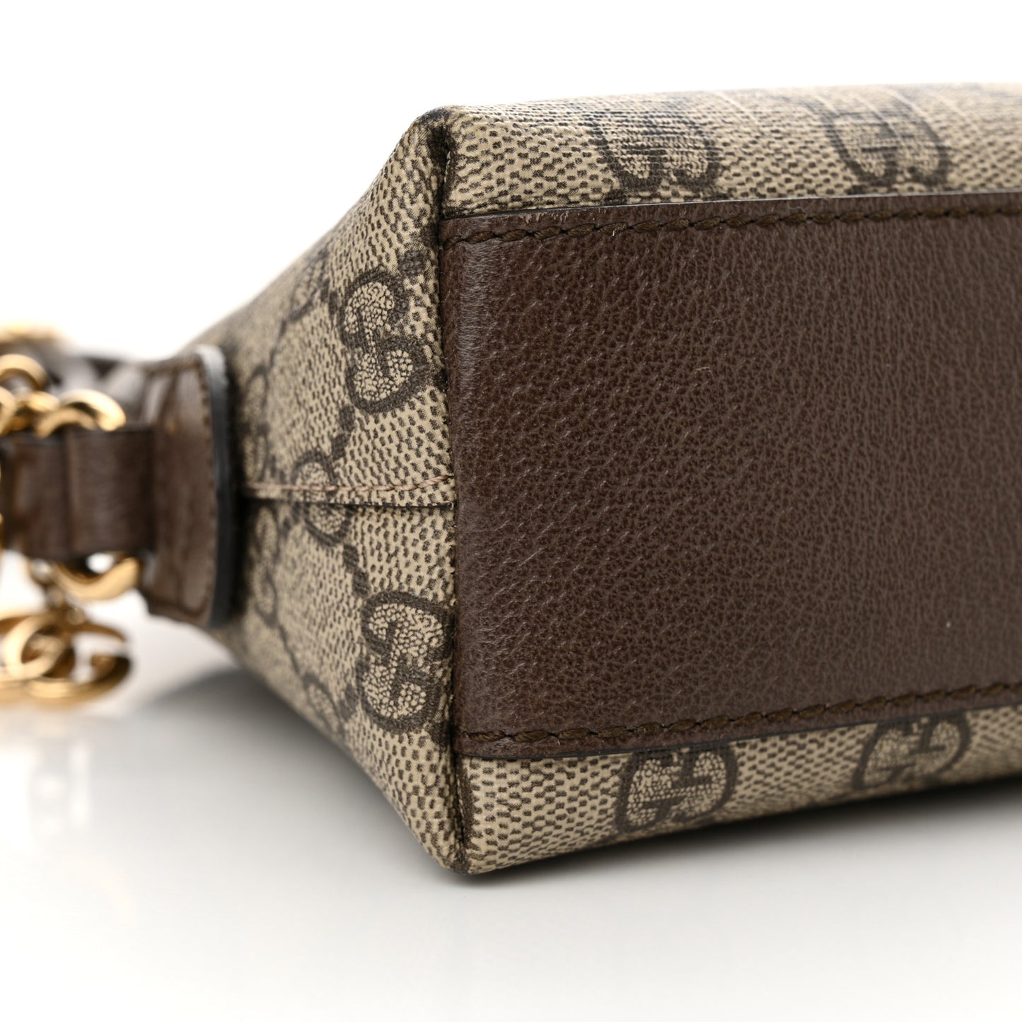 GG Supreme Monogram Textured Dollar Calfskin Web Small Ophidia Dome Shoulder Bag Beige Ebony New Acero