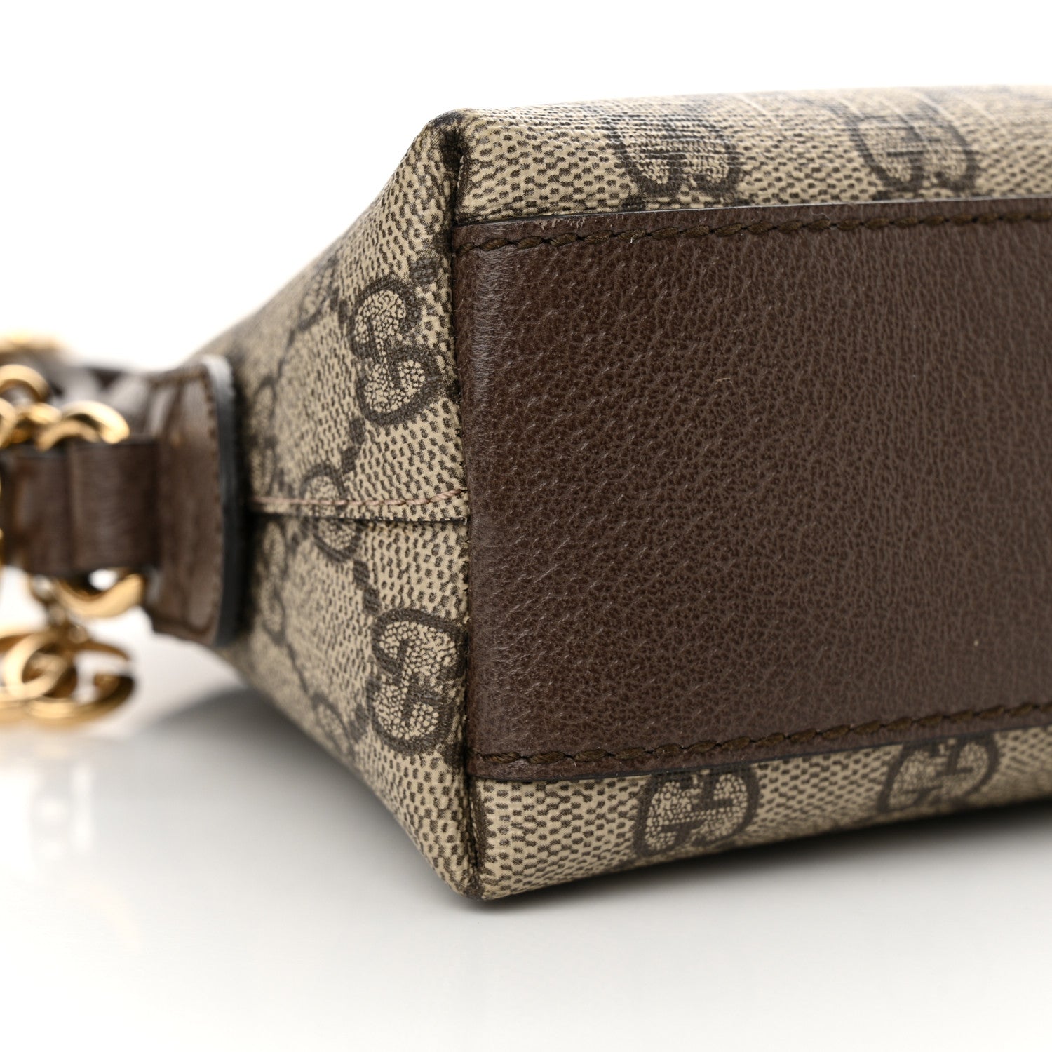 Gucci GG Supreme Monogram Textured Dollar Calfskin Web Small Ophidia Dome Shoulder Bag Beige Ebony New Acero 9 of 11