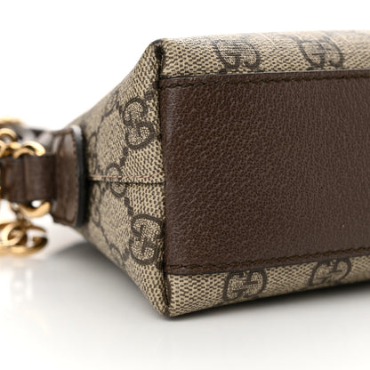 Gucci GG Supreme Monogram Textured Dollar Calfskin Web Small Ophidia Dome Shoulder Bag Beige Ebony New Acero 9 of 11