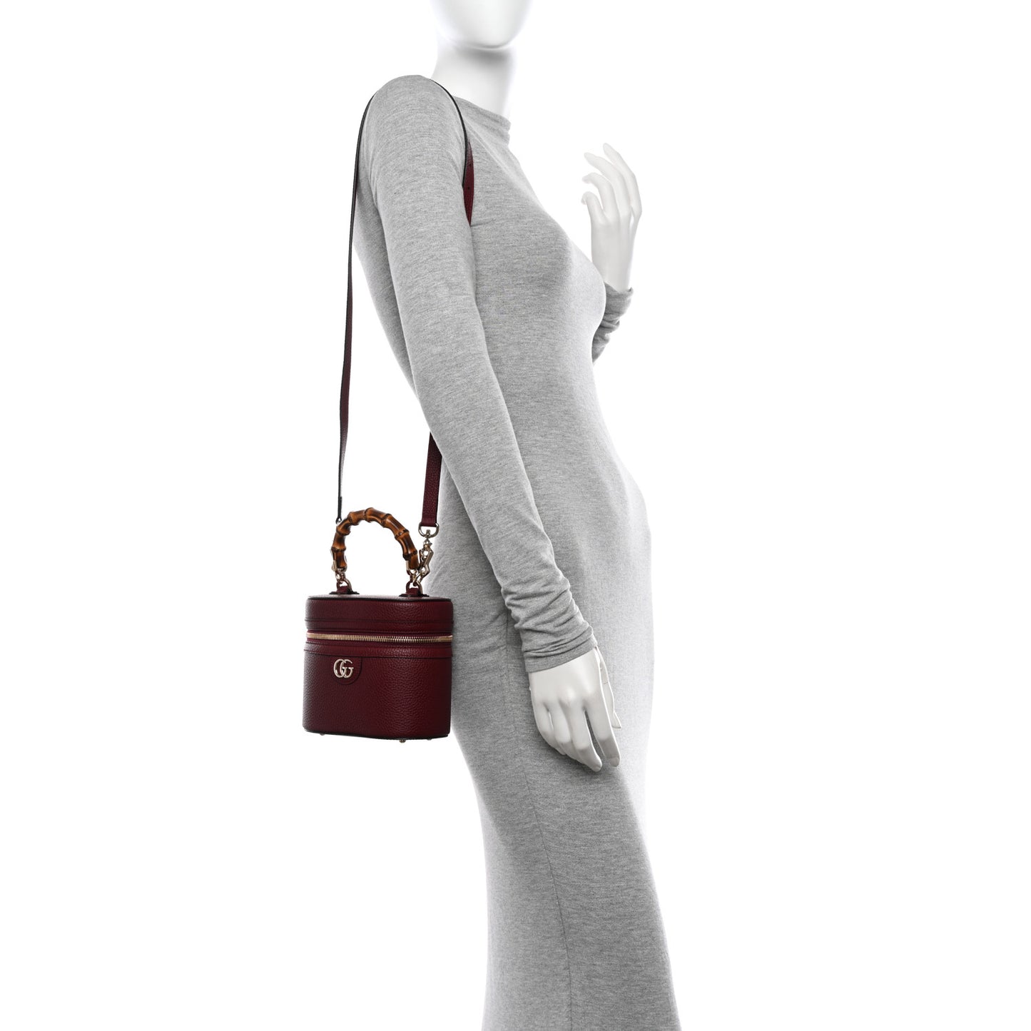 Calfskin Mini Bamboo Top Handle Shoulder Bag Rosso