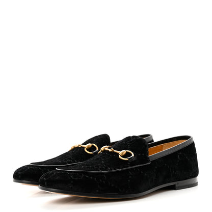 Gucci Velvet GG Monogram Horsebit Mens Jordaan Loafers 10 Black 3 of 8