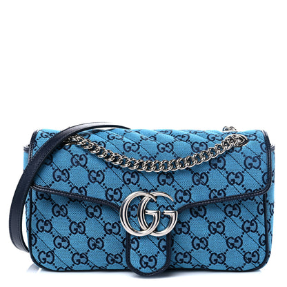 Gucci Monogram Multicolor Matelasse Diagonal Small GG Marmont Shoulder Bag Light Blue 1 of 9