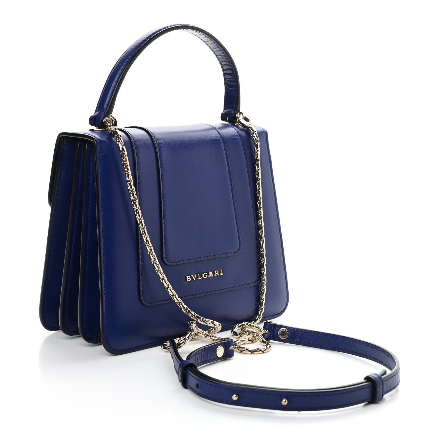 Bulgari Calfskin Serpenti Forever Top Handle Blue 3 of 9