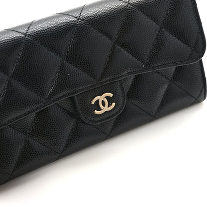 Chanel Caviar Quilted Medium Gusset Flap Wallet Black 8 of 11