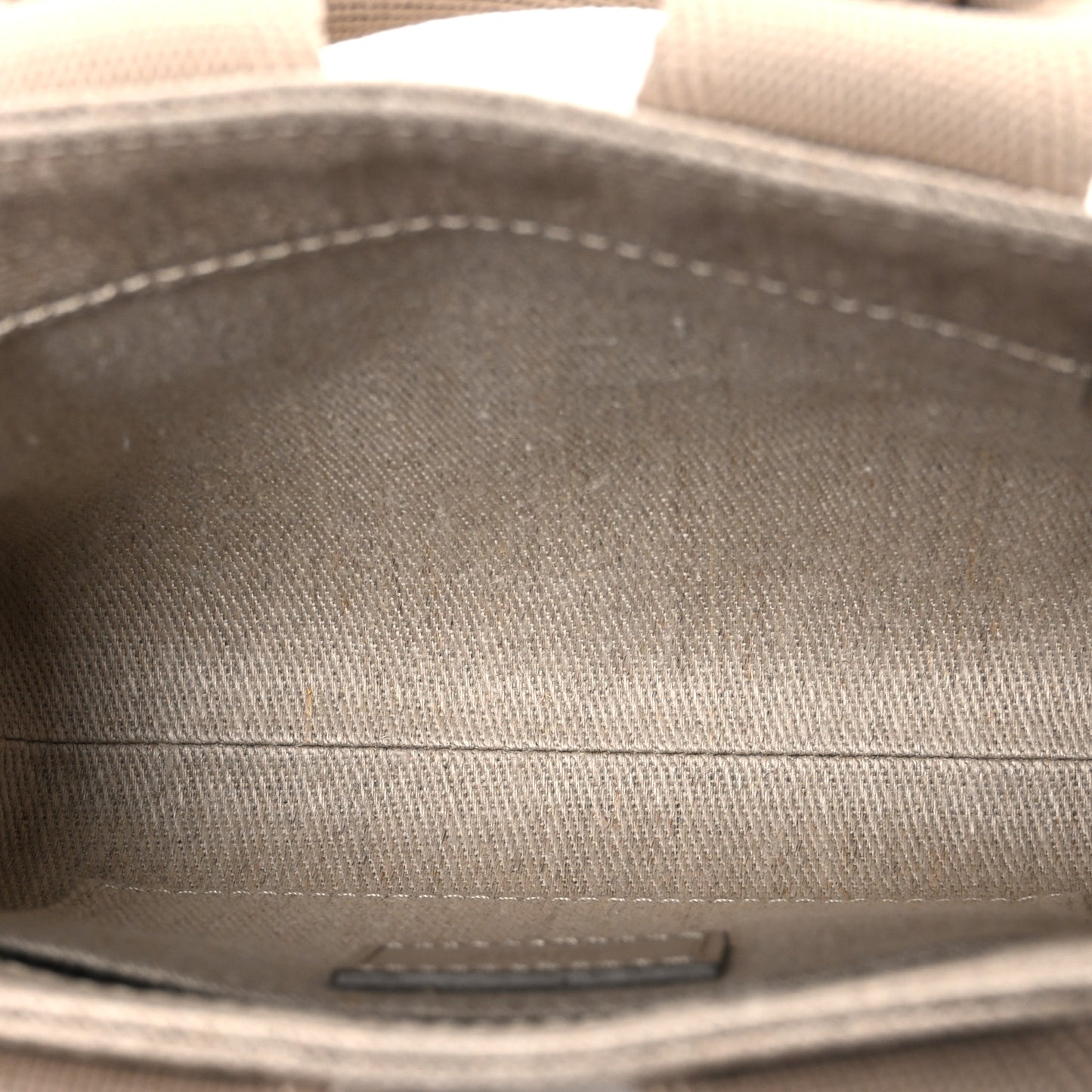Linen Calfskin Mini Woody Ribbon Tote With Strap Boyish Brown