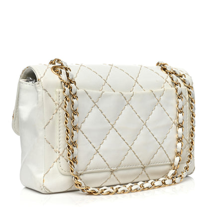 Chanel Calfskin Quilted Medium Wild Stitch Flap White 3 of 19