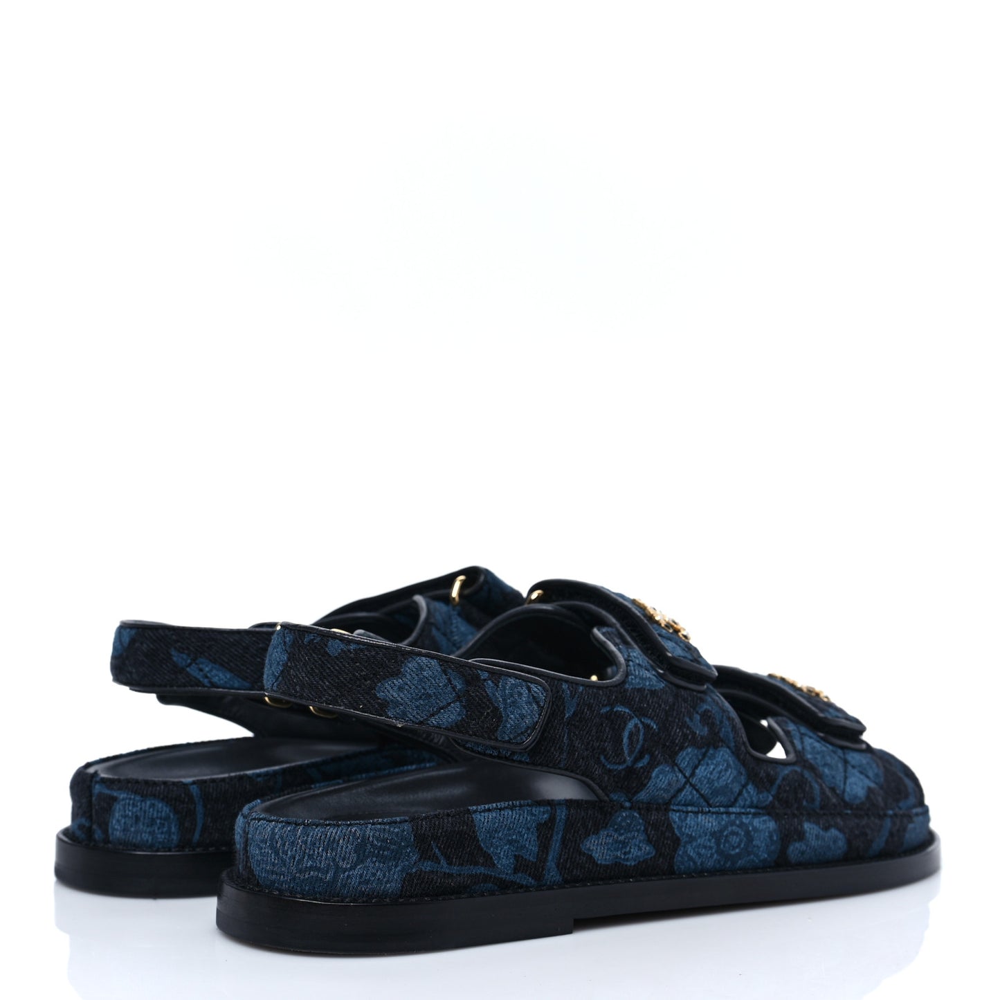 Denim Velcro Dad Sandals 39 Dark Grey Blue Black