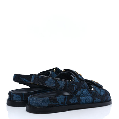 Chanel Denim Velcro Dad Sandals 39 Dark Grey Blue Black 4 of 9