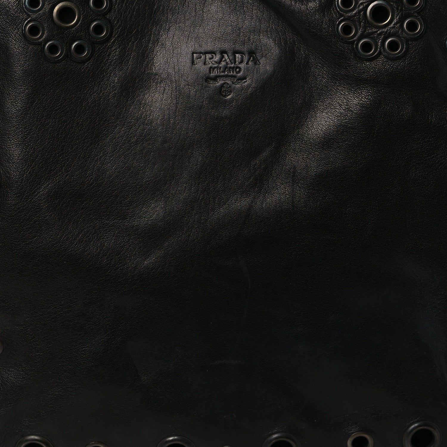 Prada Soft Calfskin Studded Tote Black 6 of 9