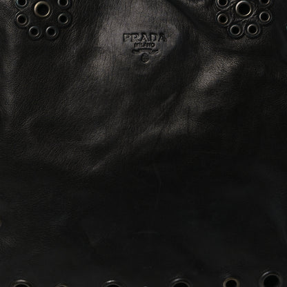 Prada Soft Calfskin Studded Tote Black 6 of 9