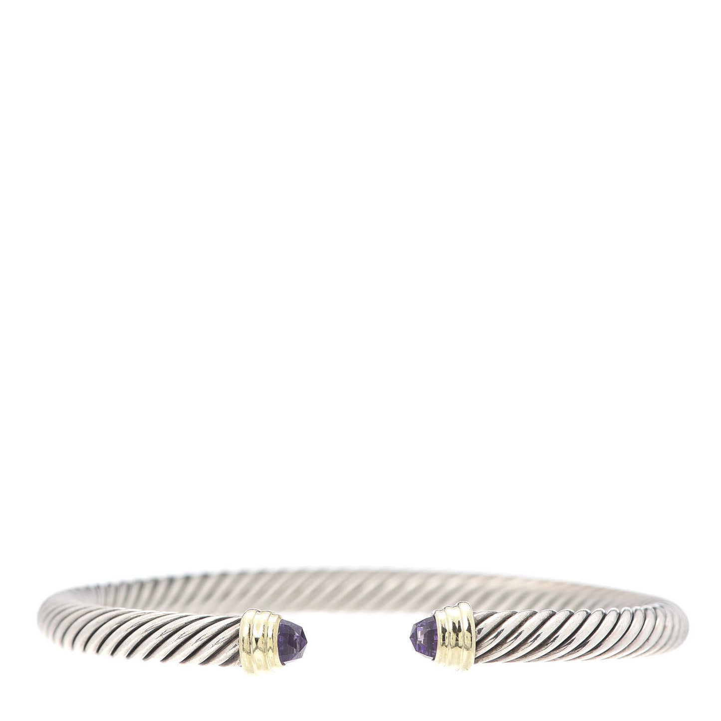 Sterling Silver 14K Yellow Gold Amethyst 5mm Cable Classics Petite Color Bracelet