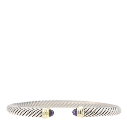 David Yurman Sterling Silver 14K Yellow Gold Amethyst 5mm Cable Classics Petite Color Bracelet 1 of 4