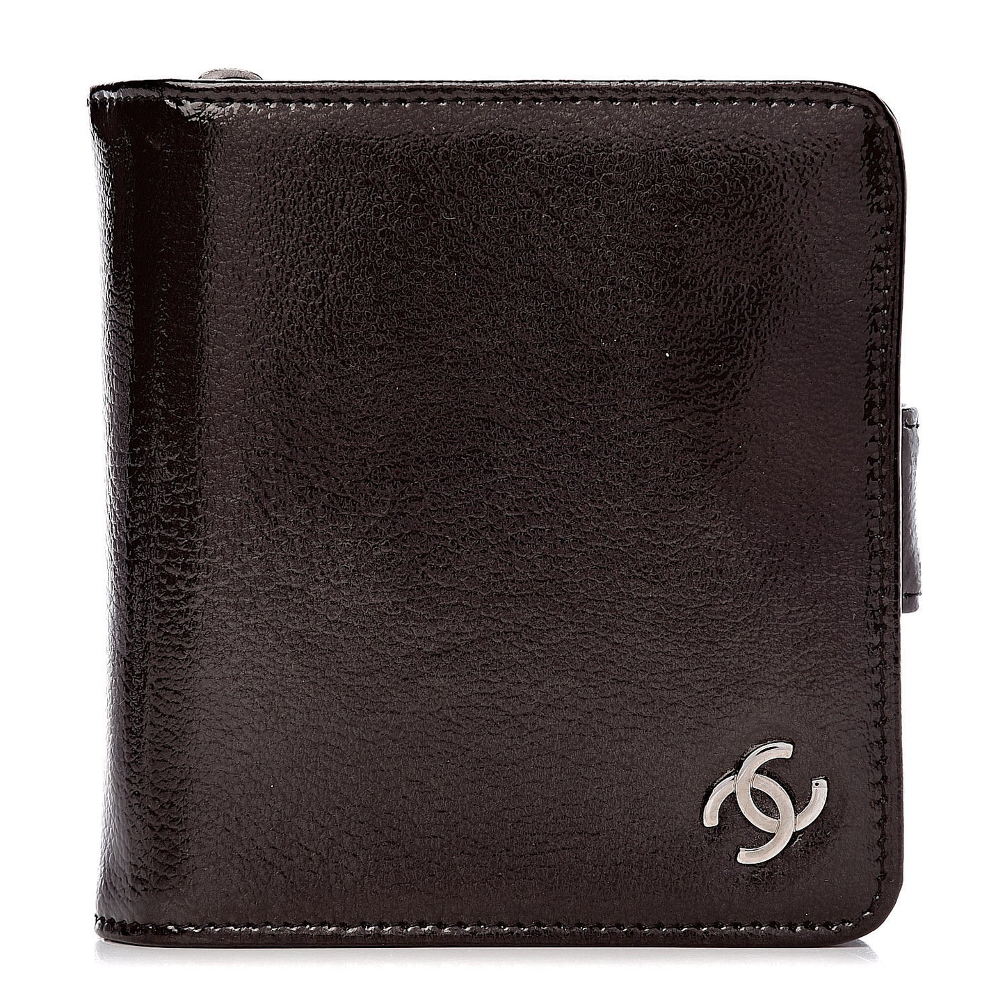 Patent Goatskin Compact French Wallet Brown