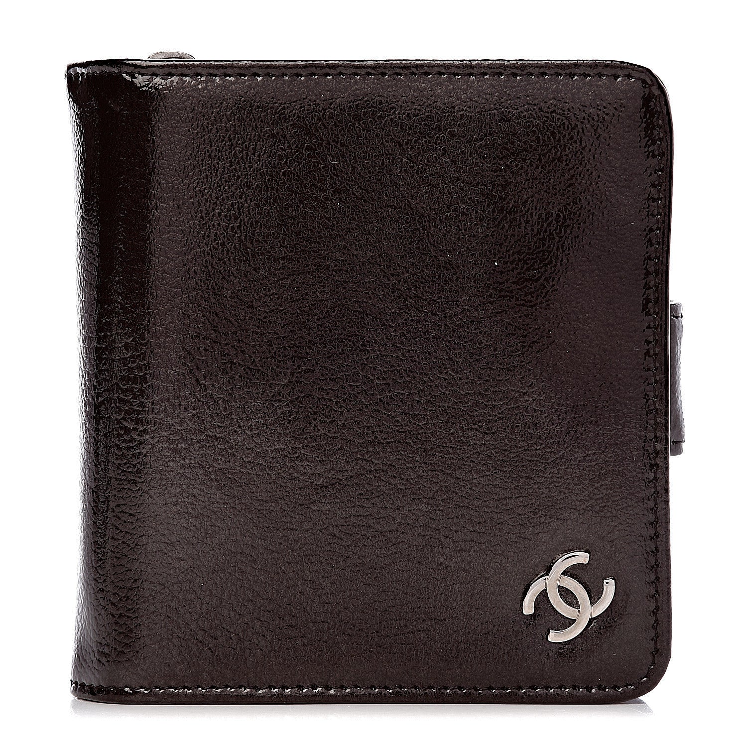 Chanel Patent Goatskin Compact French Wallet Brown 1 of 10