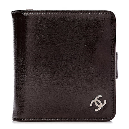 Chanel Patent Goatskin Compact French Wallet Brown 1 of 10