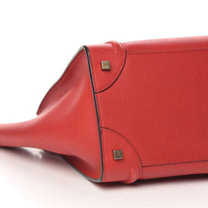 Celine Drummed Calfskin Mini Luggage Red 8 of 10