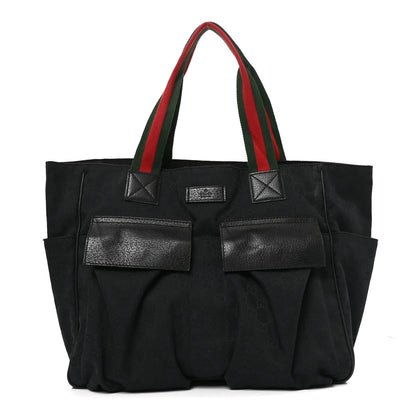 Gucci GG Monogram Medium Web Handle Double Pocket Tote Black 1 of 9