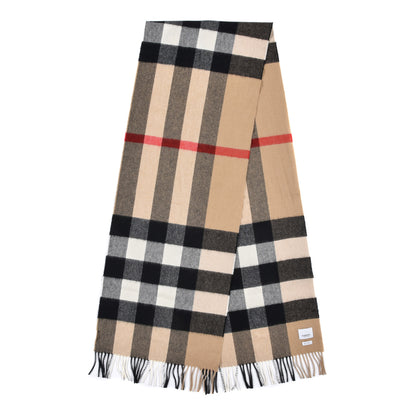 Burberry Cashmere Mega Check Fringe Scarf Camel 2 of 5
