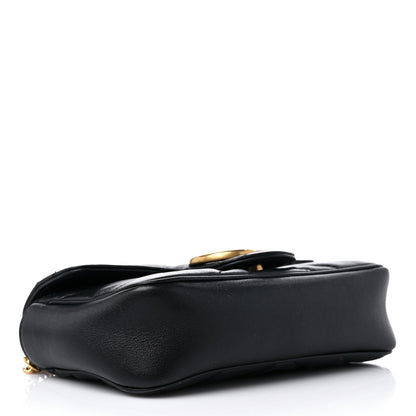 Gucci Calfskin Matelasse Super Mini GG Marmont Shoulder Bag Black 4 of 12