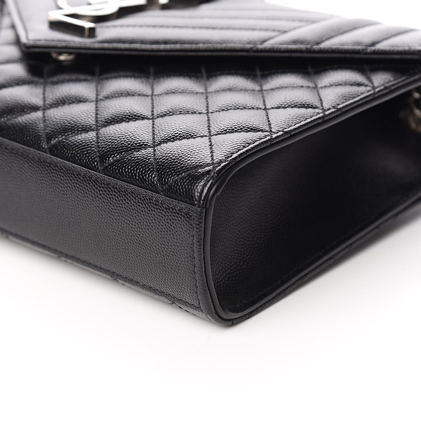 Grain De Poudre Textured Mixed Matelasse Triquilt Medium Monogram Satchel Black