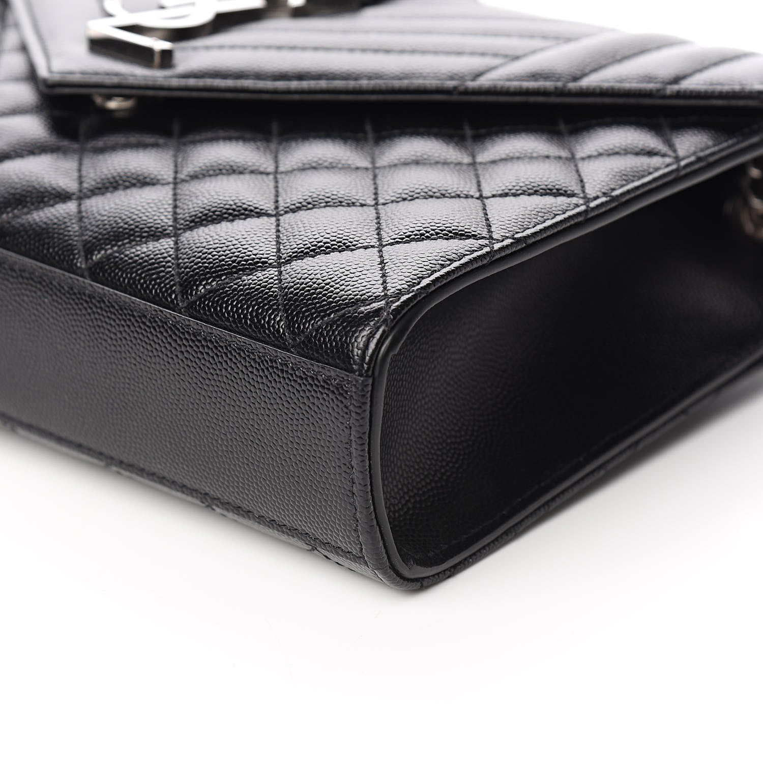 Saint Laurent Grain De Poudre Textured Mixed Matelasse Triquilt Medium Monogram Satchel Black 8 of 9